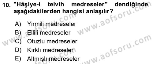 Osmanlı Merkez ve Taşra Teşkilatı Dersi 2022 - 2023 Yılı (Vize) Ara Sınavı 10. Soru