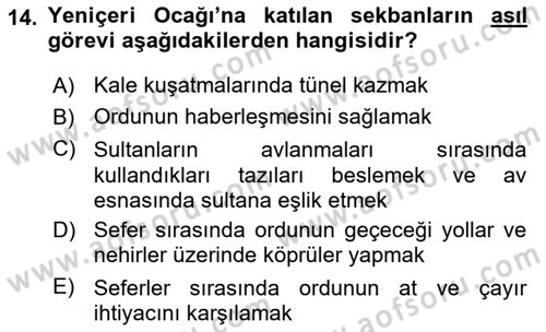 Osmanlı Merkez ve Taşra Teşkilatı Dersi 2022 - 2023 Yılı (Vize) Ara Sınavı 14. Soru