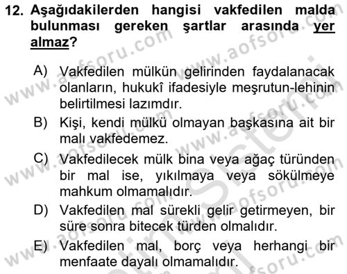 Osmanlı Merkez ve Taşra Teşkilatı Dersi 2022 - 2023 Yılı (Final) Dönem Sonu Sınav Soruları 12. Soru