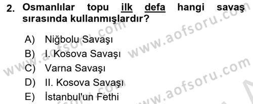 Osmanlı Merkez ve Taşra Teşkilatı Dersi 2022 - 2023 Yılı Yaz Okulu Sınavı 2. Soru