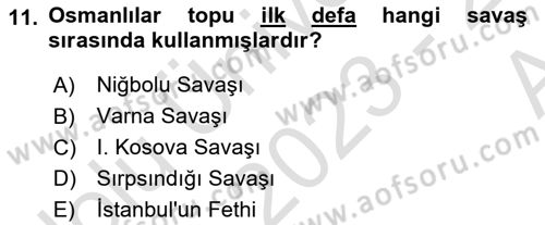 Osmanlı Merkez ve Taşra Teşkilatı Dersi 2023 - 2024 Yılı (Vize) Ara Sınav Soruları 11. Soru