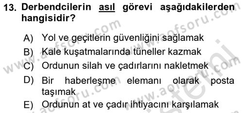 Osmanlı Merkez ve Taşra Teşkilatı Dersi 2023 - 2024 Yılı (Vize) Ara Sınav Soruları 13. Soru