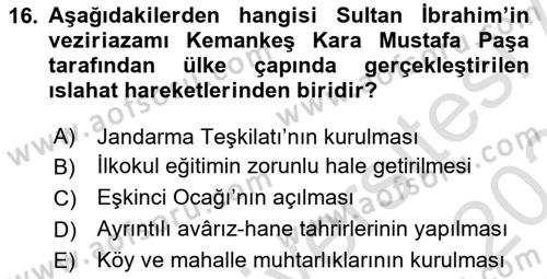 Osmanlı Merkez ve Taşra Teşkilatı Dersi 2023 - 2024 Yılı Yaz Okulu Sınav Soruları 16. Soru