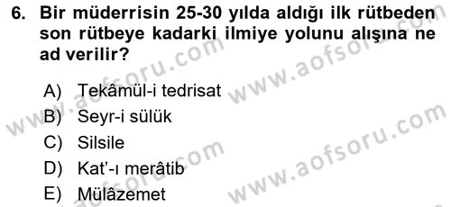 Osmanlı Merkez ve Taşra Teşkilatı Dersi 2023 - 2024 Yılı Yaz Okulu Sınav Soruları 6. Soru