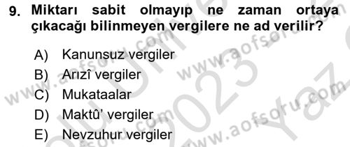 Osmanlı Merkez ve Taşra Teşkilatı Dersi 2023 - 2024 Yılı Yaz Okulu Sınav Soruları 9. Soru
