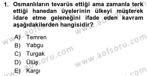 Osmanlı Merkez ve Taşra Teşkilatı Dersi 2025 - 2026 Yılı (Vize) Ara Sınav Soruları 1. Soru
