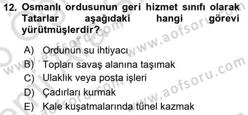 Osmanlı Merkez ve Taşra Teşkilatı Dersi 2025 - 2026 Yılı (Vize) Ara Sınav Soruları 12. Soru