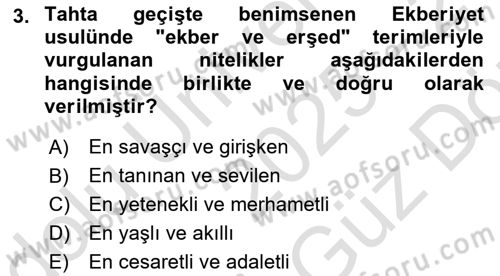 Osmanlı Merkez ve Taşra Teşkilatı Dersi 2025 - 2026 Yılı (Vize) Ara Sınav Soruları 3. Soru