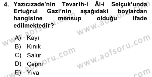 Osmanlı Merkez ve Taşra Teşkilatı Dersi 2025 - 2026 Yılı (Vize) Ara Sınav Soruları 4. Soru