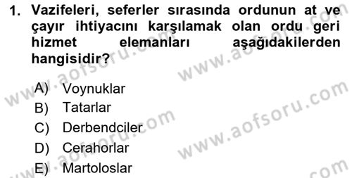 Osmanlı Merkez ve Taşra Teşkilatı Dersi 2025 - 2026 Yılı (Final) Dönem Sonu Sınav Soruları 1. Soru