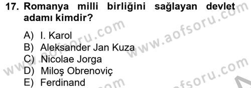 Osmanlı Tarihi (1789-1876) Dersi 2012 - 2013 Yılı (Final) Dönem Sonu Sınav Soruları 17. Soru
