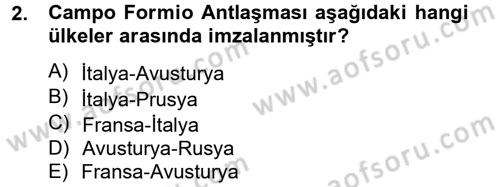Osmanlı Tarihi (1789-1876) Dersi 2012 - 2013 Yılı (Final) Dönem Sonu Sınav Soruları 2. Soru