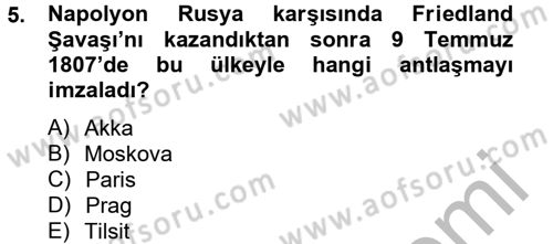 Osmanlı Tarihi (1789-1876) Dersi 2012 - 2013 Yılı (Final) Dönem Sonu Sınav Soruları 5. Soru