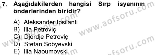 Osmanlı Tarihi (1789-1876) Dersi 2012 - 2013 Yılı (Final) Dönem Sonu Sınav Soruları 7. Soru