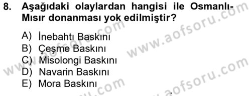 Osmanlı Tarihi (1789-1876) Dersi 2012 - 2013 Yılı (Final) Dönem Sonu Sınav Soruları 8. Soru