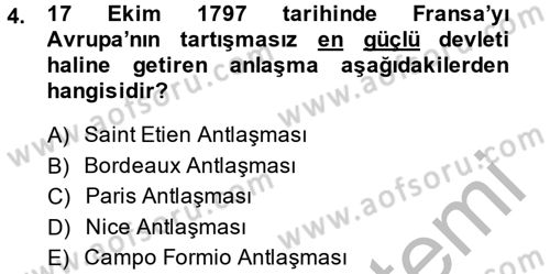 Osmanlı Tarihi (1789-1876) Dersi 2013 - 2014 Yılı (Final) Dönem Sonu Sınavı 4. Soru