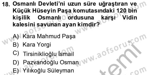 Osmanlı Tarihi (1789-1876) Dersi 2014 - 2015 Yılı (Vize) Ara Sınavı 18. Soru