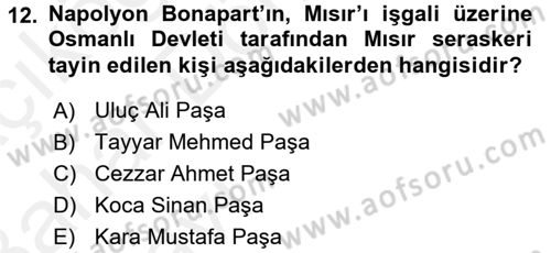 Osmanlı Tarihi (1789-1876) Dersi 2015 - 2016 Yılı (Vize) Ara Sınav Soruları 12. Soru