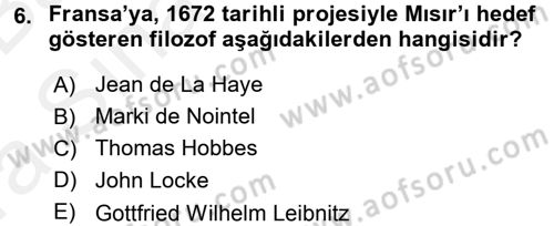 Osmanlı Tarihi (1789-1876) Dersi 2015 - 2016 Yılı (Vize) Ara Sınav Soruları 6. Soru