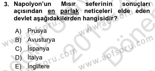 Osmanlı Tarihi (1789-1876) Dersi 2015 - 2016 Yılı (Final) Dönem Sonu Sınav Soruları 3. Soru