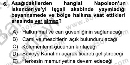 Osmanlı Tarihi (1789-1876) Dersi 2016 - 2017 Yılı (Vize) Ara Sınav Soruları 6. Soru