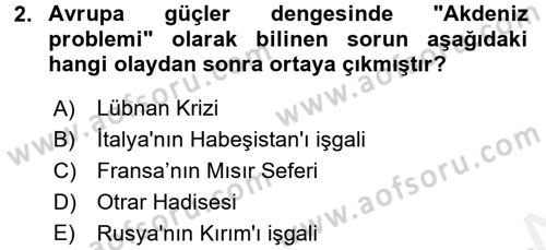 Osmanlı Tarihi (1789-1876) Dersi 2017 - 2018 Yılı (Final) Dönem Sonu Sınav Soruları 2. Soru