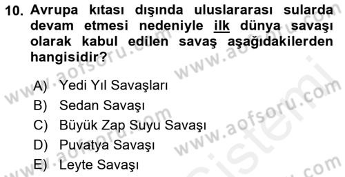 Osmanlı Tarihi (1789-1876) Dersi 2018 - 2019 Yılı (Vize) Ara Sınav Soruları 10. Soru