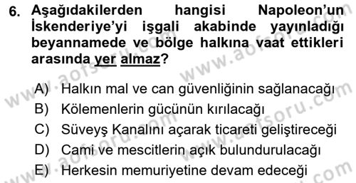 Osmanlı Tarihi (1789-1876) Dersi 2018 - 2019 Yılı (Vize) Ara Sınav Soruları 6. Soru