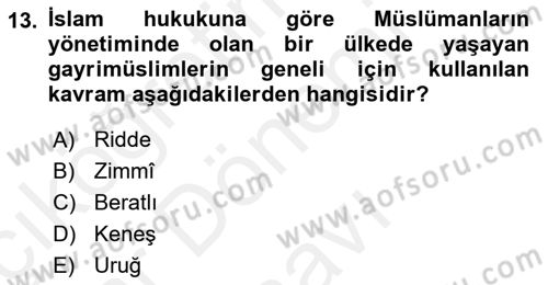 Osmanlı Tarihi (1789-1876) Dersi 2018 - 2019 Yılı (Final) Dönem Sonu Sınav Soruları 13. Soru