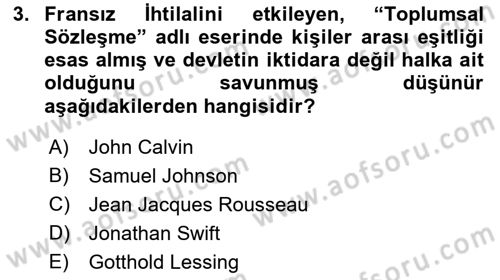Osmanlı Tarihi (1789-1876) Dersi 2018 - 2019 Yılı Yaz Okulu Sınav Soruları 3. Soru