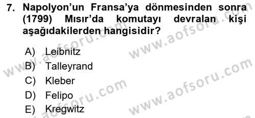 Osmanlı Tarihi (1789-1876) Dersi 2021 - 2022 Yılı (Vize) Ara Sınav Soruları 7. Soru