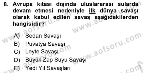 Osmanlı Tarihi (1789-1876) Dersi 2021 - 2022 Yılı (Vize) Ara Sınav Soruları 8. Soru