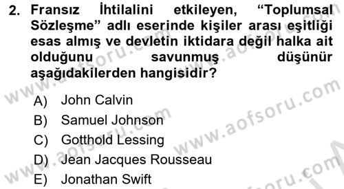 Osmanlı Tarihi (1789-1876) Dersi 2021 - 2022 Yılı (Final) Dönem Sonu Sınav Soruları 2. Soru