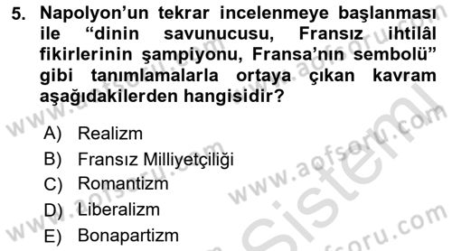 Osmanlı Tarihi (1789-1876) Dersi 2021 - 2022 Yılı (Final) Dönem Sonu Sınav Soruları 5. Soru