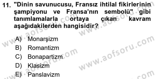 Osmanlı Tarihi (1789-1876) Dersi 2021 - 2022 Yılı Yaz Okulu Sınav Soruları 11. Soru