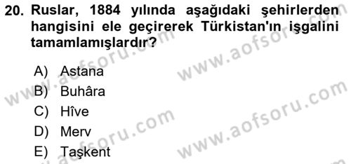 Osmanlı Tarihi (1789-1876) Dersi 2021 - 2022 Yılı Yaz Okulu Sınav Soruları 20. Soru