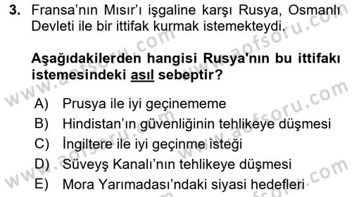 Osmanlı Tarihi (1789-1876) Dersi 2022 - 2023 Yılı Yaz Okulu Sınav Soruları 3. Soru