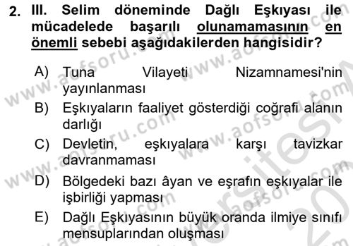 Osmanlı Tarihi (1789-1876) Dersi 2023 - 2024 Yılı (Vize) Ara Sınav Soruları 2. Soru