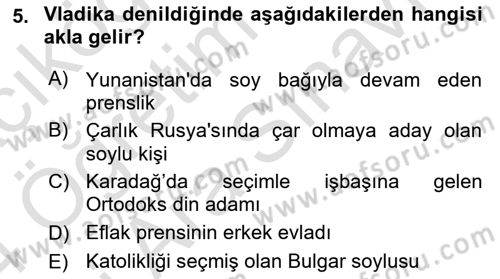Osmanlı Tarihi (1789-1876) Dersi 2023 - 2024 Yılı (Vize) Ara Sınav Soruları 5. Soru
