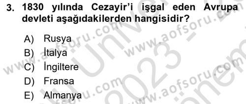 Osmanlı Tarihi (1789-1876) Dersi 2023 - 2024 Yılı (Final) Dönem Sonu Sınav Soruları 3. Soru