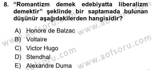 Osmanlı Tarihi (1789-1876) Dersi 2023 - 2024 Yılı (Final) Dönem Sonu Sınav Soruları 8. Soru