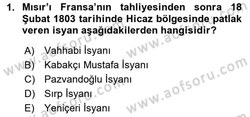 Osmanlı Tarihi (1789-1876) Dersi 2023 - 2024 Yılı Yaz Okulu Sınav Soruları 1. Soru