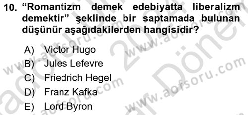 Osmanlı Tarihi (1789-1876) Dersi Dönem Sonu Sınavı Deneme Sınav Soruları 10. Soru