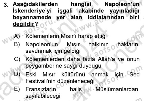 Osmanlı Tarihi (1789-1876) Dersi 2024 - 2025 Yılı (Final) Dönem Sonu Sınav Soruları 3. Soru