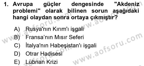 Osmanlı Tarihi (1789-1876) Dersi 2024 - 2025 Yılı Yaz Okulu Sınav Soruları 1. Soru