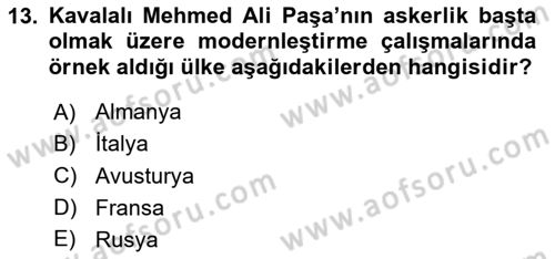Osmanlı Tarihi (1789-1876) Dersi 2024 - 2025 Yılı Yaz Okulu Sınav Soruları 13. Soru