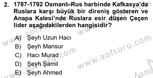 Osmanlı Tarihi (1789-1876) Dersi 2025 - 2026 Yılı (Vize) Ara Sınav Soruları 2. Soru