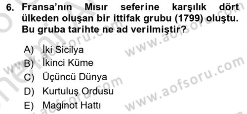 Osmanlı Tarihi (1789-1876) Dersi 2025 - 2026 Yılı (Vize) Ara Sınav Soruları 6. Soru