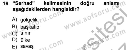 Osmanlı Türkçesi Metinleri 1 Dersi 2012 - 2013 Yılı (Vize) Ara Sınav Soruları 16. Soru