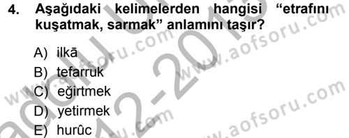 Osmanlı Türkçesi Metinleri 1 Dersi 2012 - 2013 Yılı (Vize) Ara Sınav Soruları 4. Soru